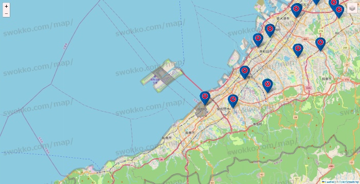 大阪府のコーナンの店舗地図