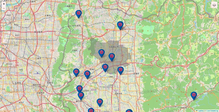 奈良県のコーナンの店舗地図