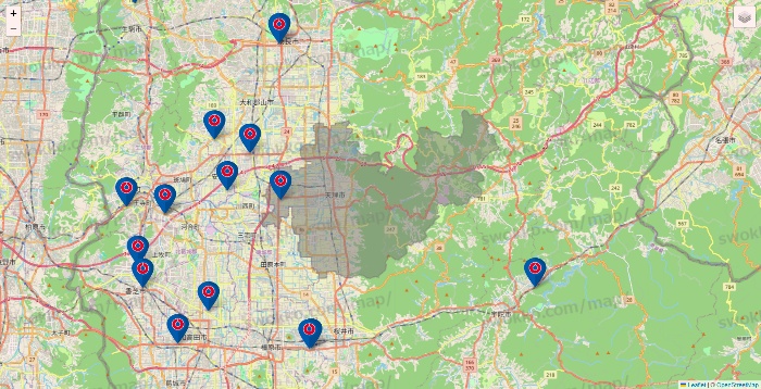 奈良県のコーナンの店舗地図