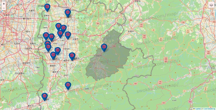 奈良県のコーナンの店舗地図