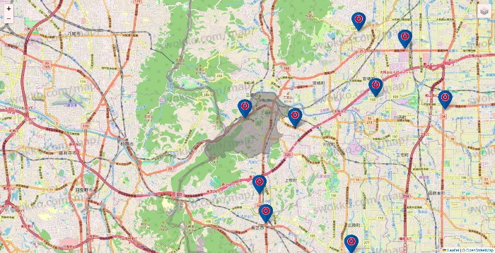 奈良県のコーナンの店舗地図