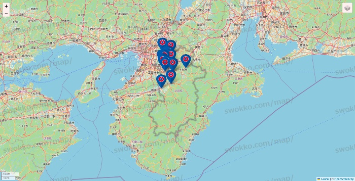 奈良県のコーナンの店舗地図