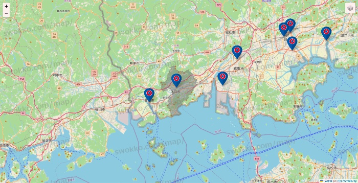 岡山県のコーナンの店舗地図