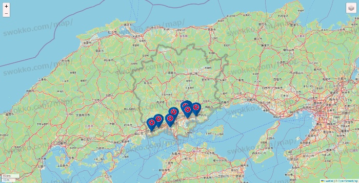 岡山県のコーナンの店舗地図