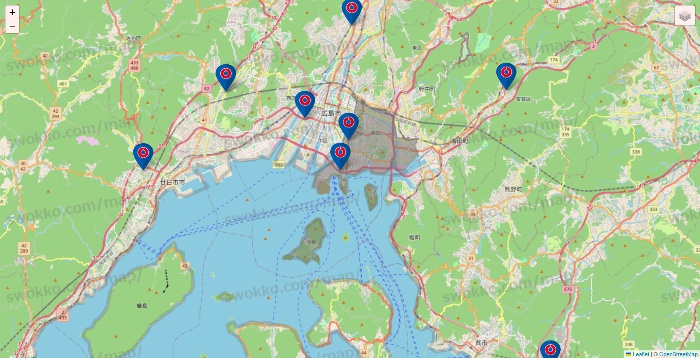 広島県のコーナンの店舗地図