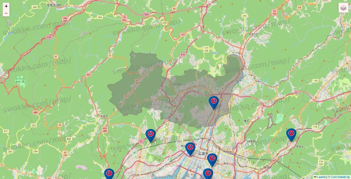 広島県のコーナンの店舗地図