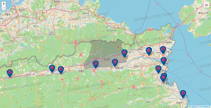徳島県のコーナンの店舗地図