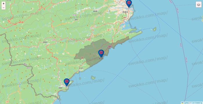 徳島県のコーナンの店舗地図