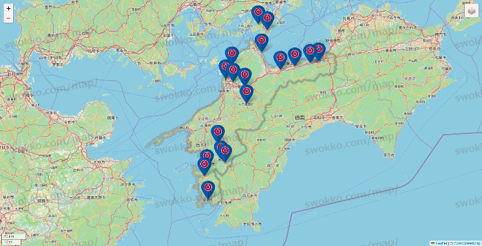 愛媛県のコーナンの店舗地図