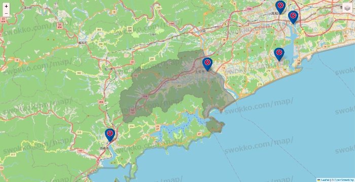 高知県のコーナンの店舗地図