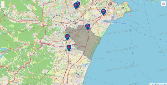 宮城県のコーナンの店舗地図