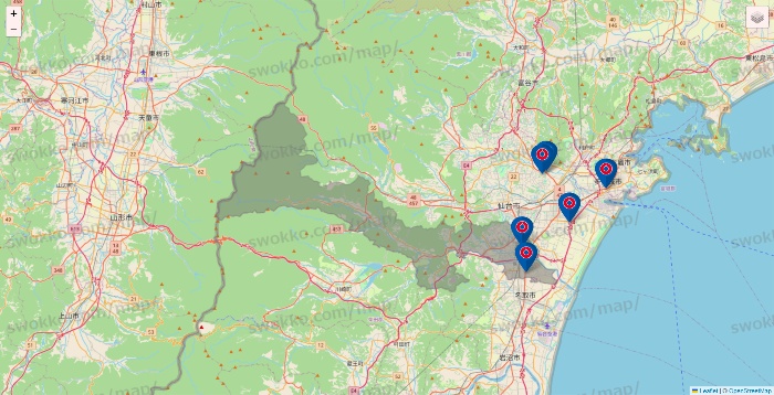 宮城県のコーナンの店舗地図