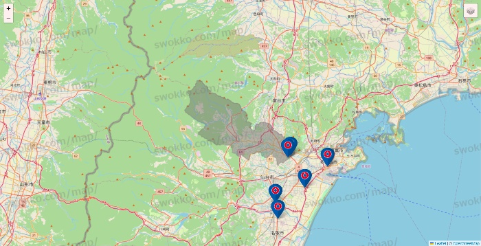 宮城県のコーナンの店舗地図