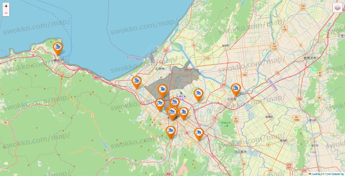 北海道のコメダ珈琲の店舗地図