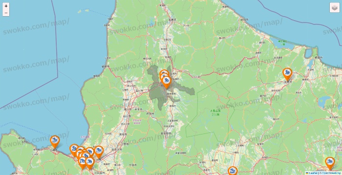 北海道のコメダ珈琲の店舗地図