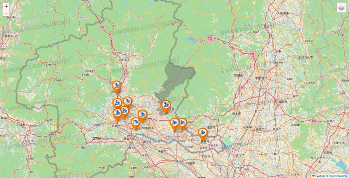 群馬県のコメダ珈琲の店舗地図