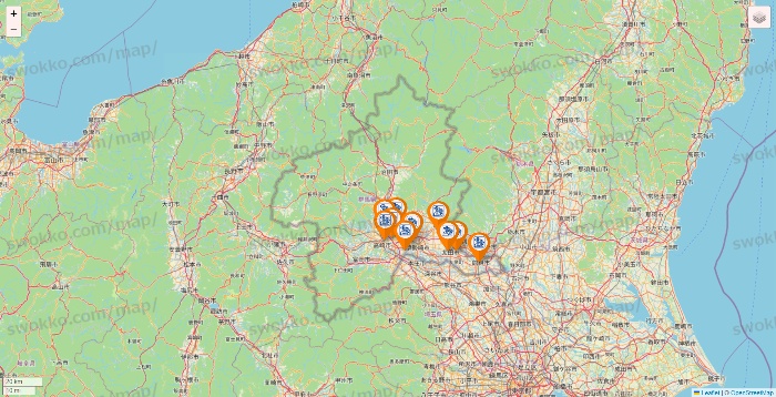 群馬県のコメダ珈琲の店舗地図