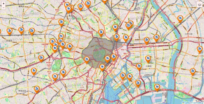 東京都のコメダ珈琲の店舗地図