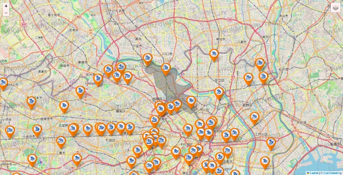 東京都のコメダ珈琲の店舗地図
