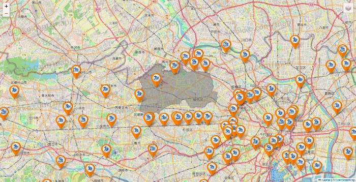 東京都のコメダ珈琲の店舗地図