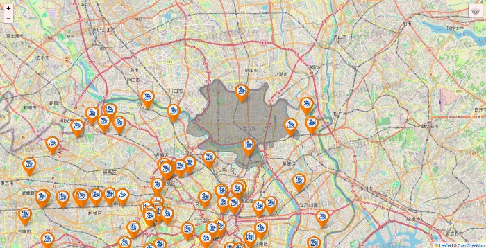 東京都のコメダ珈琲の店舗地図