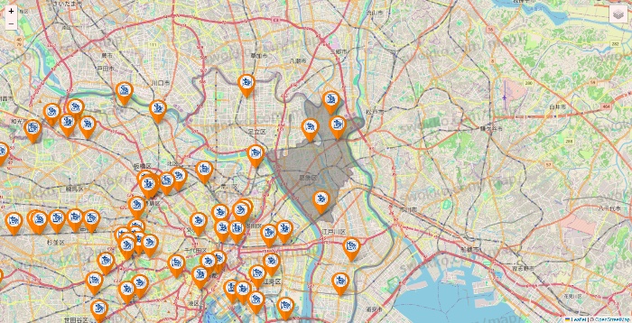 東京都のコメダ珈琲の店舗地図