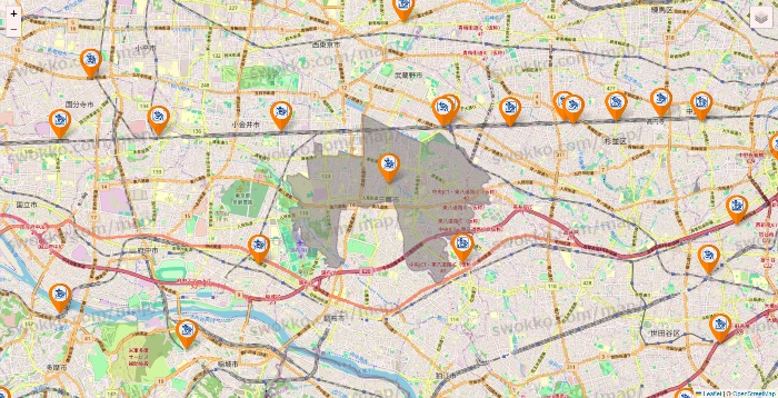 東京都のコメダ珈琲の店舗地図