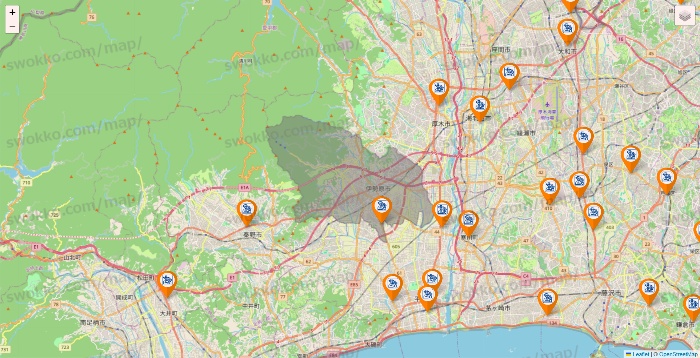 神奈川県のコメダ珈琲の店舗地図