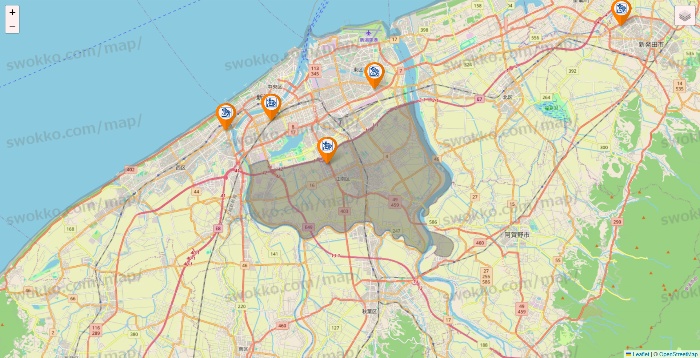 新潟県のコメダ珈琲の店舗地図