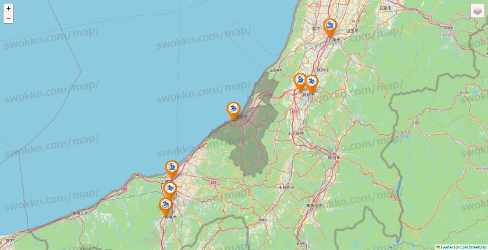 新潟県のコメダ珈琲の店舗地図