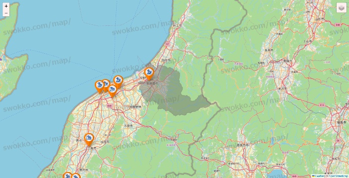 新潟県のコメダ珈琲の店舗地図
