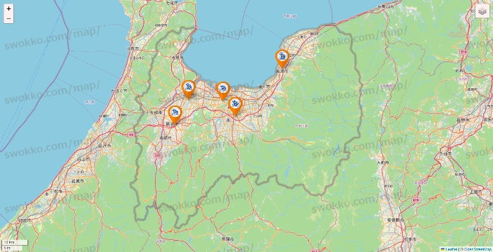 富山県のコメダ珈琲の店舗地図