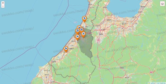 石川県のコメダ珈琲の店舗地図