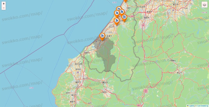 石川県のコメダ珈琲の店舗地図