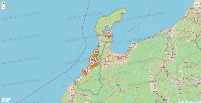 石川県のコメダ珈琲の店舗地図
