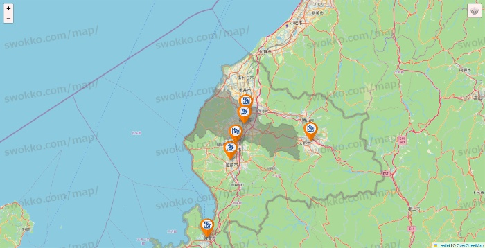 福井県のコメダ珈琲の店舗地図
