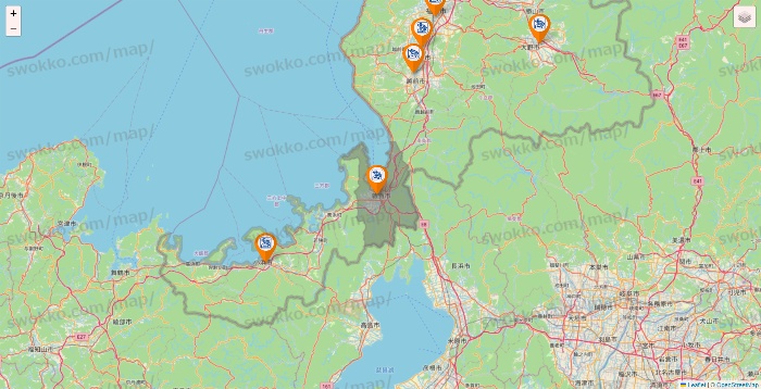 福井県のコメダ珈琲の店舗地図