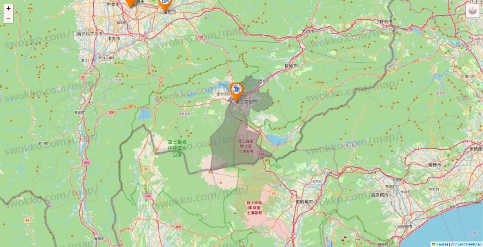 山梨県のコメダ珈琲の店舗地図