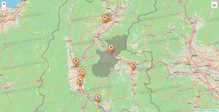 長野県のコメダ珈琲の店舗地図