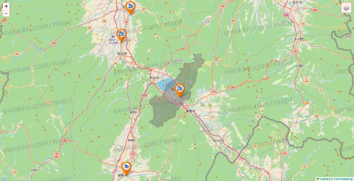 長野県のコメダ珈琲の店舗地図