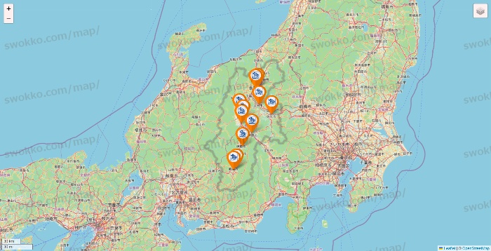 長野県のコメダ珈琲の店舗地図