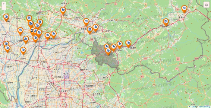 岐阜県のコメダ珈琲の店舗地図