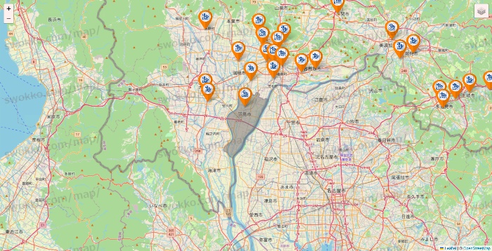 岐阜県のコメダ珈琲の店舗地図