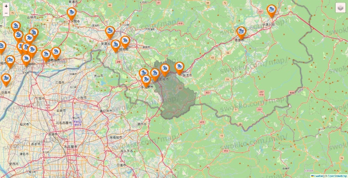 岐阜県のコメダ珈琲の店舗地図