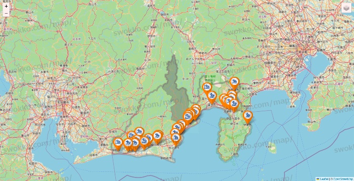 静岡県のコメダ珈琲の店舗地図