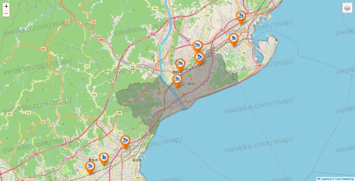 静岡県のコメダ珈琲の店舗地図