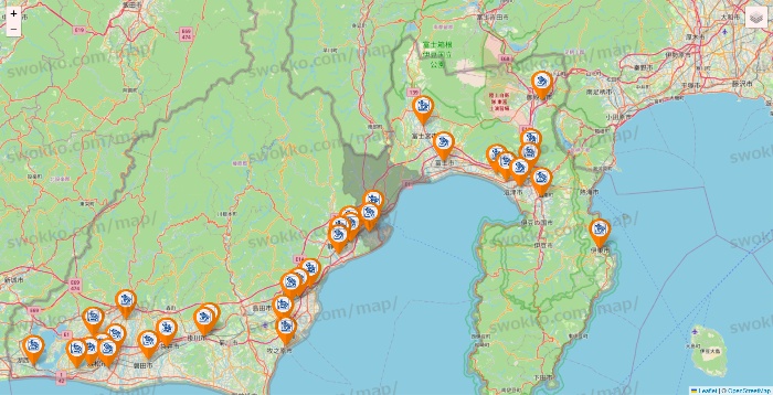 静岡県のコメダ珈琲の店舗地図