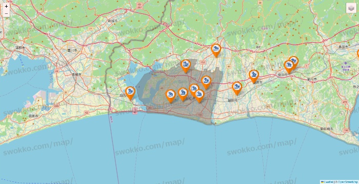 静岡県のコメダ珈琲の店舗地図