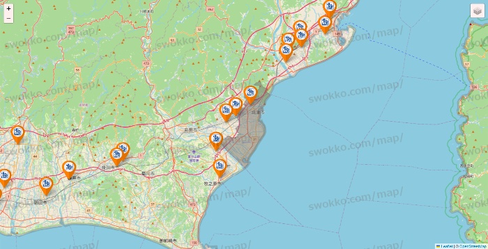 静岡県のコメダ珈琲の店舗地図