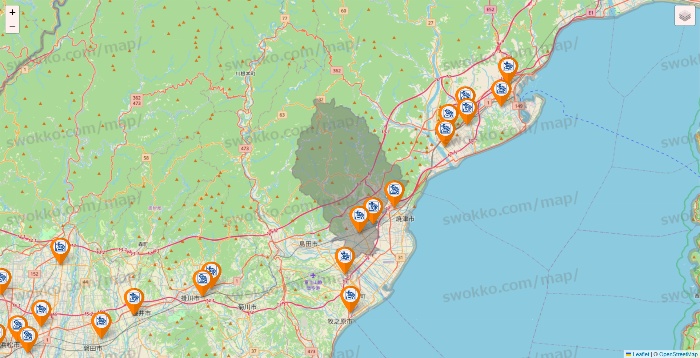 静岡県のコメダ珈琲の店舗地図